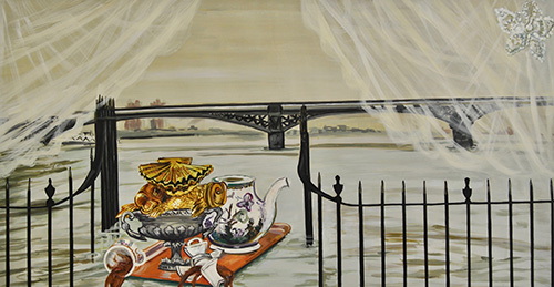 Untitled, Gold Gilt Fish, Coffee Spill